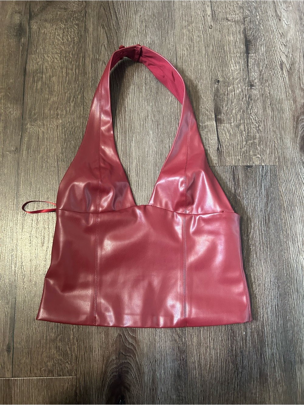 Edikted Red Faux Leather Halter Top